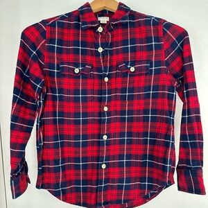 Crewcuts Boys Holiday Red and Blue Plaid Shirt Sz 10